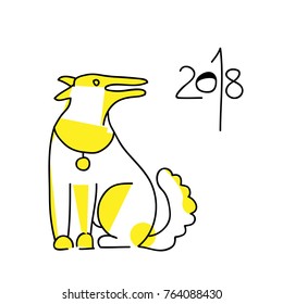 Symbol of 2018 new year. Abstract isolated vector dog.