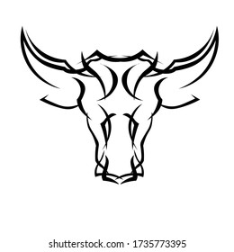 Symbol of 2021. Tattoo head of a bull isolated on a white background.