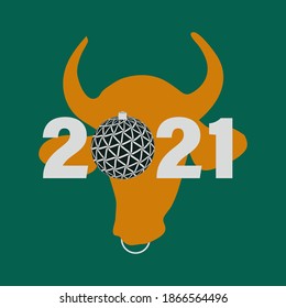 Symbol of 2021. Year of ox. Vector illustration