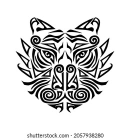 Symbol of 2022 New Year. Tiger head isolated on white background. Vector illustration.