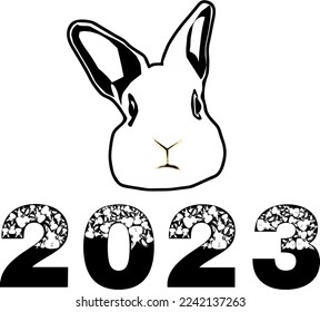 The symbol of 2023 is a rabbit black and white