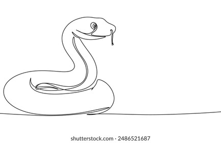 Symbol 2025 year Snake one line continuous. Snake line art. Hand drawn vector art.