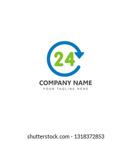 Symbol 24 Hours Logo Design Vector