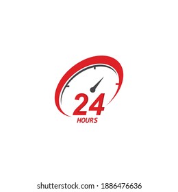 symbol of 24 hours logo vector icon illustration design 