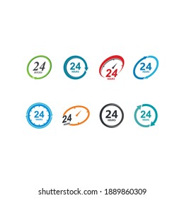 símbolo del diseño de la ilustración de iconos vectoriales de 24 horas 