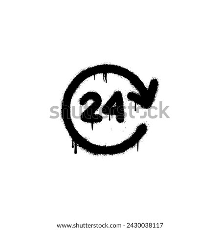 Symbol 24 hours non stop Spray Graffiti isolated on white background.