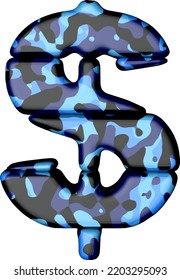 Symbol 3d in blue camouflage