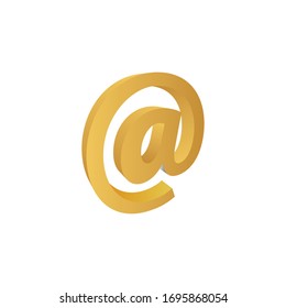 symbol at 3d gold color vector