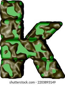 Symbol 3d in green camouflage. letter k