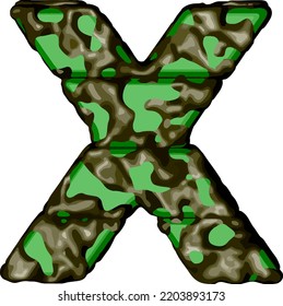 Symbol 3d in green camouflage. letter x