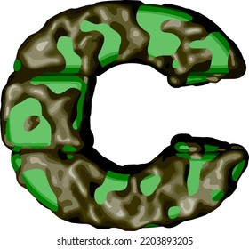 Symbol 3d in green camouflage. letter c