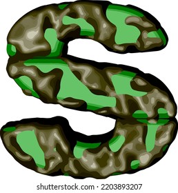 Symbol 3d in green camouflage. letter s