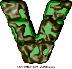 Symbol 3d in green camouflage. letter v