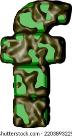 Symbol 3d in green camouflage. letter f