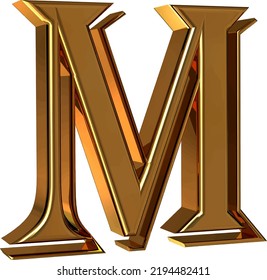 Symbol 3d Made Of Gold. Letter M