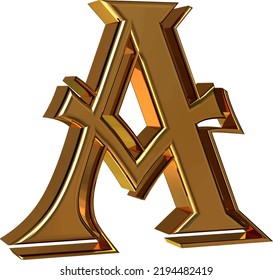 Symbol 3d made of gold. letter a