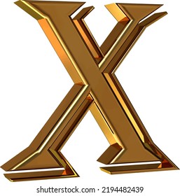 Symbol 3d made of gold. letter x