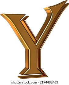Symbol 3d made of gold. letter y