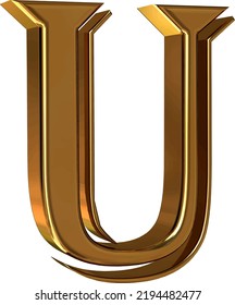 Symbol 3d made of gold. letter u