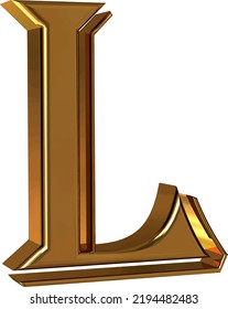 Symbol 3d Made Of Gold. Letter L