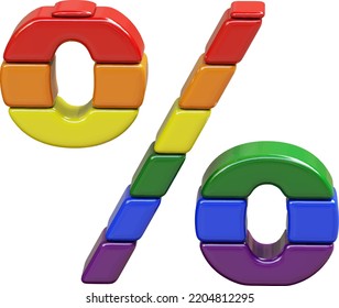 Symbol 3d made of LGBT flag colors