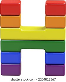 Symbol 3d made of LGBT flag colors. number letter h