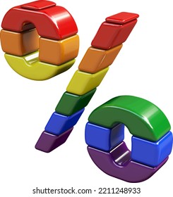 Symbol 3d made of LGBT flag colors