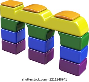 Symbol 3d made of LGBT flag colors. letter m