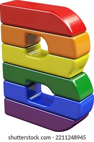 Symbol 3d made of LGBT flag colors. letter b