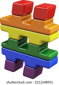 Symbol 3d made of LGBT flag colors