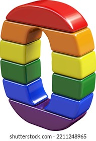 Symbol 3d made of LGBT flag colors. number 0