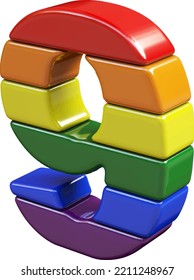 Symbol 3d aus LGBT-Flaggenfarben. Nummer 9