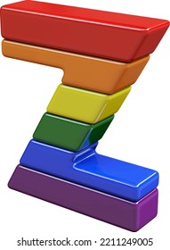 Símbolo 3d hecho con colores de la bandera LGBT. letra z