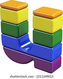 Símbolo 3d hecho con colores de la bandera LGBT. carta u