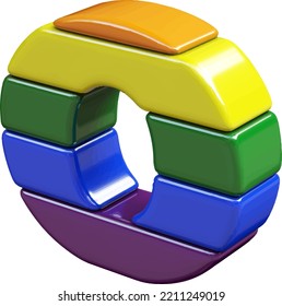 Symbol 3d aus LGBT-Flaggenfarben. Brief an