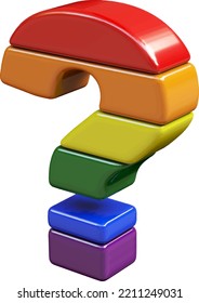 Symbol 3d made of LGBT flag colors