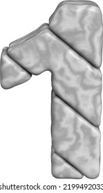 Símbolo 3d hecho de mármol.número 1
