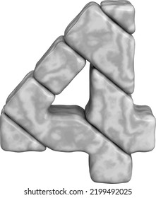 Symbol 3d made of marble.number 4