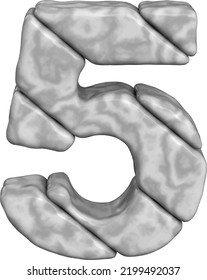Symbol 3d made of marble.number 5