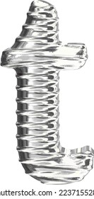 The symbol 3d made of silver. letter t
