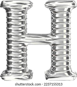 The symbol 3d made of silver. letter h