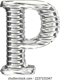 El símbolo 3d hecho de plata. letra p