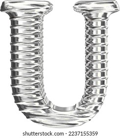 El símbolo 3d hecho de plata. carta u