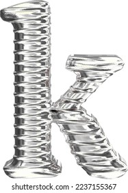 The symbol 3d made of silver. letter k