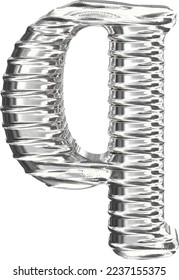 The symbol 3d made of silver. letter q