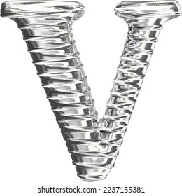 El símbolo 3d hecho de plata. letra v