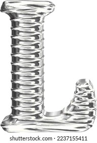 The symbol 3d made of silver. letter l