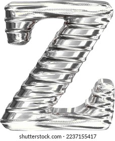 The symbol 3d made of silver. letter z