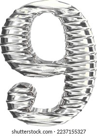 Das Symbol 3d aus Silber. Nummer 9