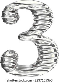 El símbolo 3d hecho de plata. número 3